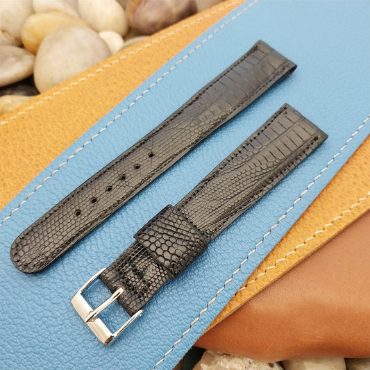 3/4" JB Champion Black Lizard Long Tapered Single-Keeper 60s Vintage Watch Band