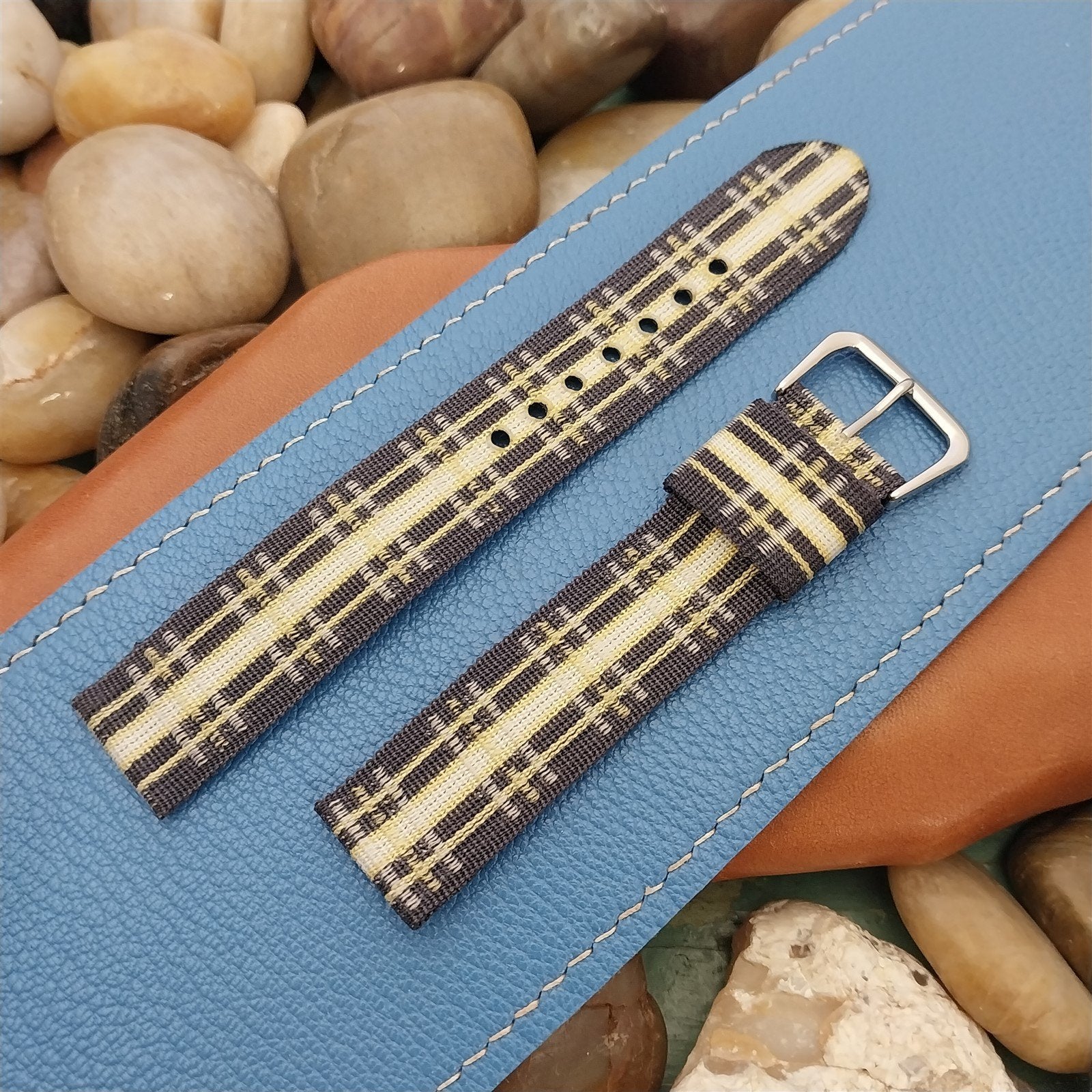 18mm Madras Plaid Classic Tropical Nylon Unused nos 1950s Vintage Watch Band