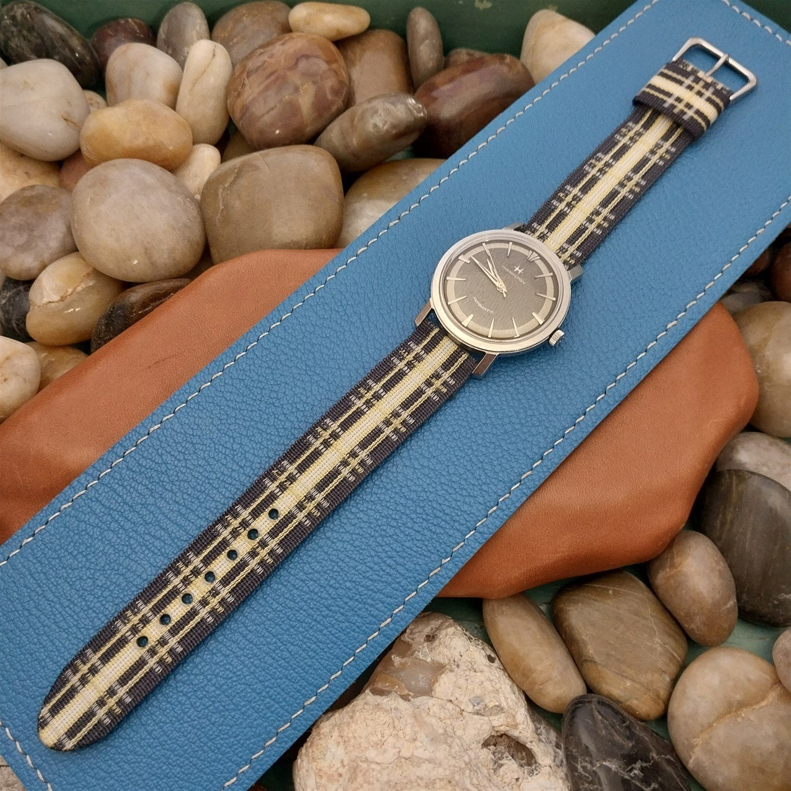 18mm Madras Plaid Classic Tropical Nylon Unused nos 1950s Vintage Watch Band