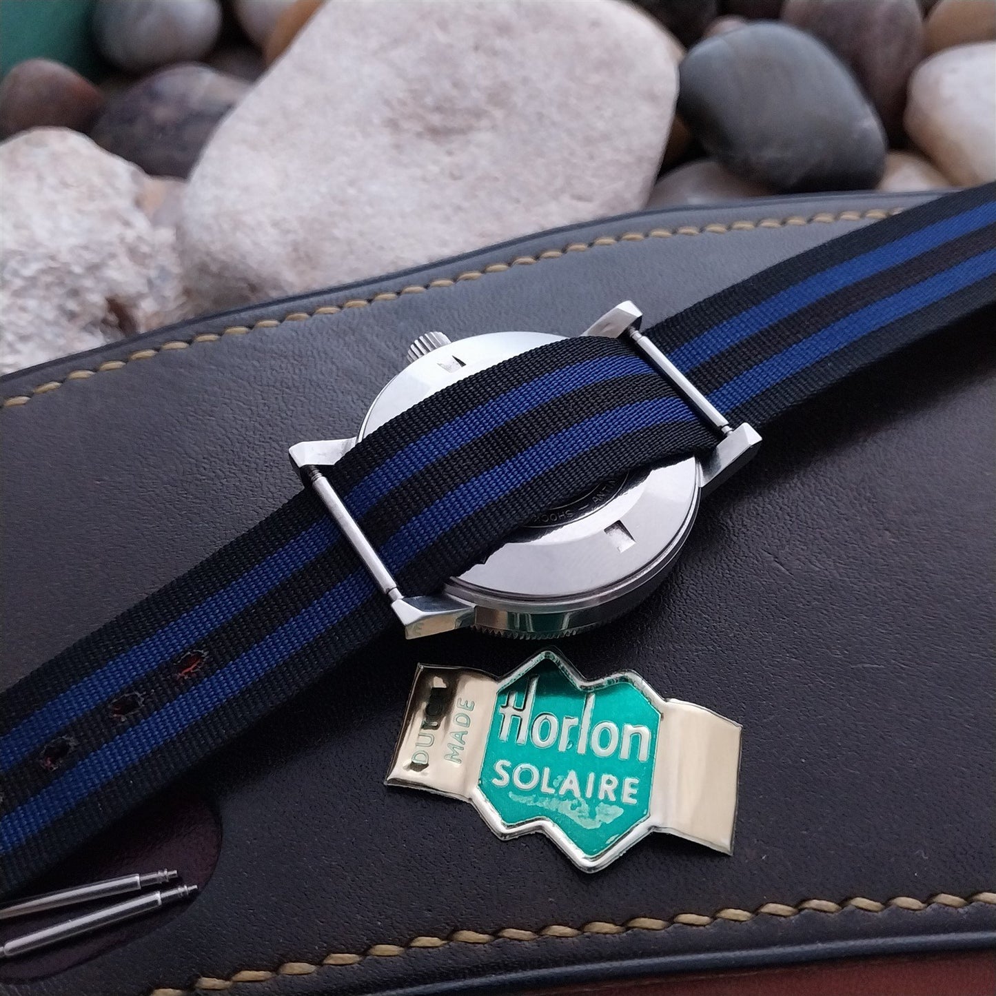 Vintage 18mm Striped Perlon Classic NOS 1960s Single Pass Unused Watch Strap