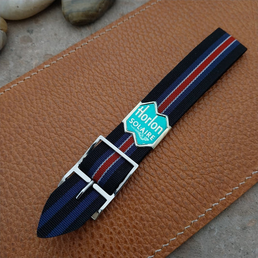 Vintage 18mm Striped Perlon Classic NOS 1960s Single Pass Unused Watch Strap