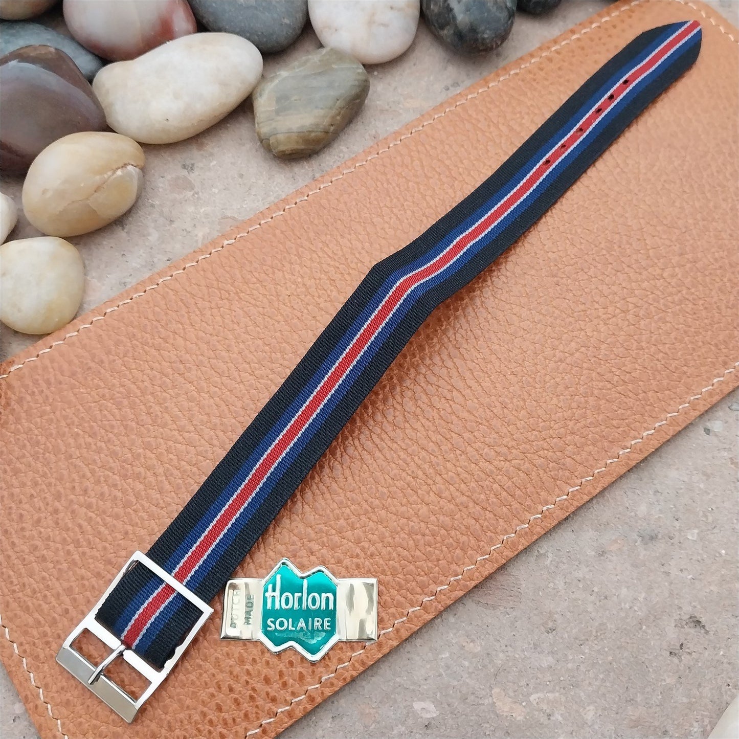 Vintage 18mm Striped Perlon Classic NOS 1960s Single Pass Unused Watch Strap