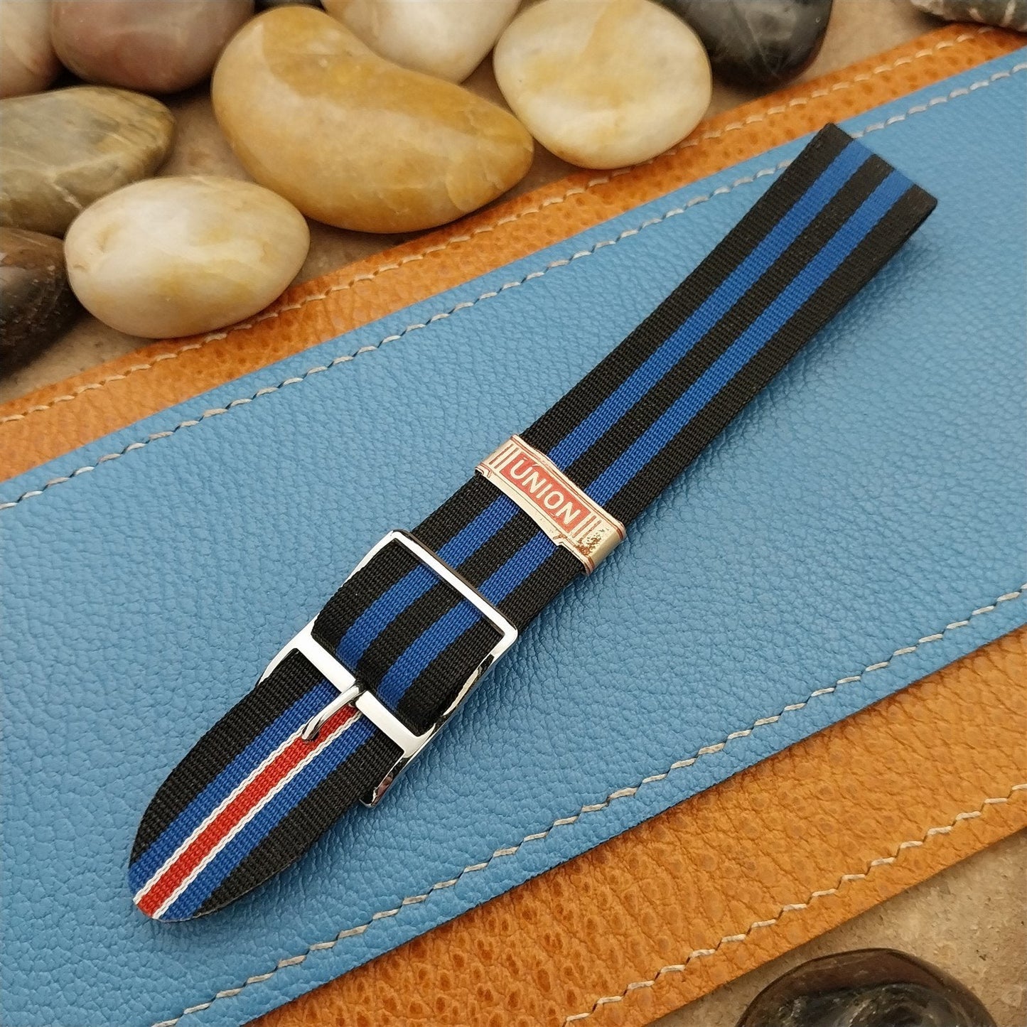Perlon Reversible 18mm Red White Blue Military nos 1960s Vintage Watch Band