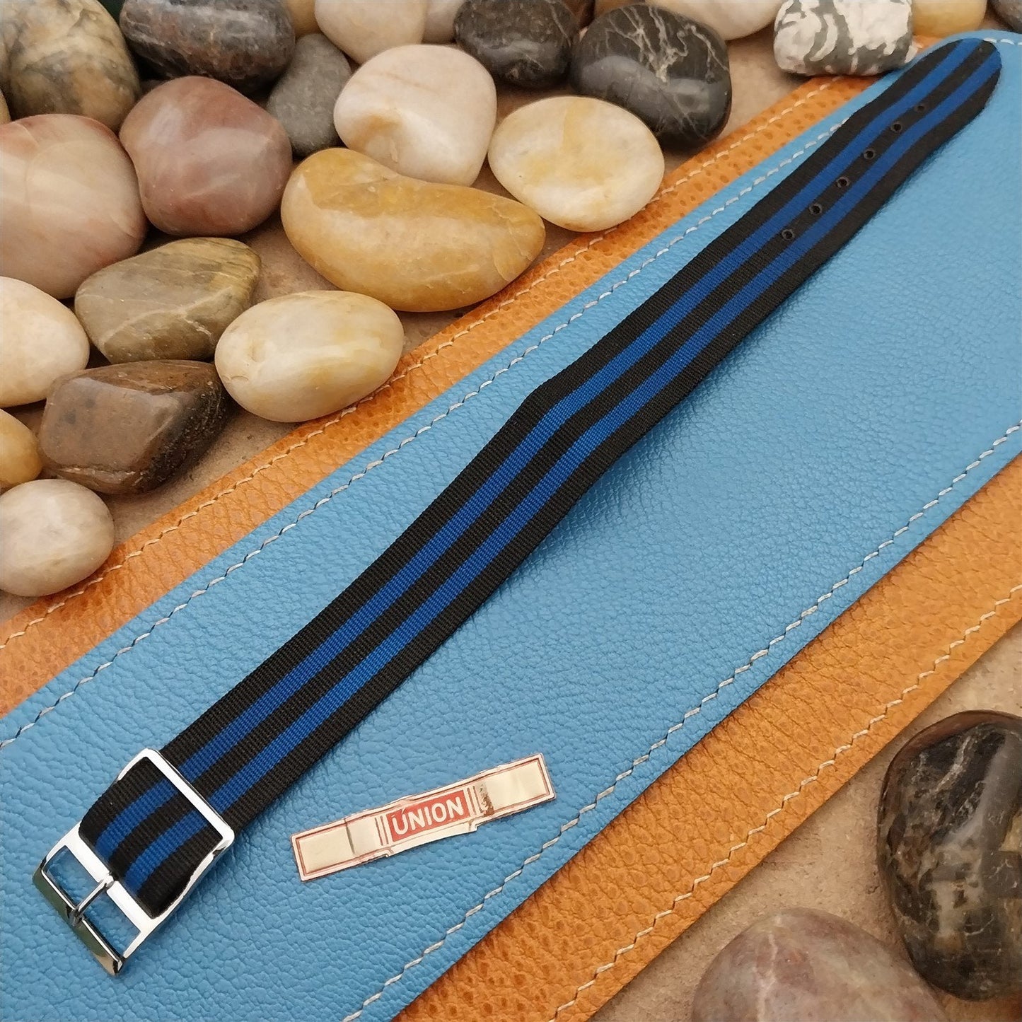 Perlon Reversible 18mm Red White Blue Military nos 1960s Vintage Watch Band