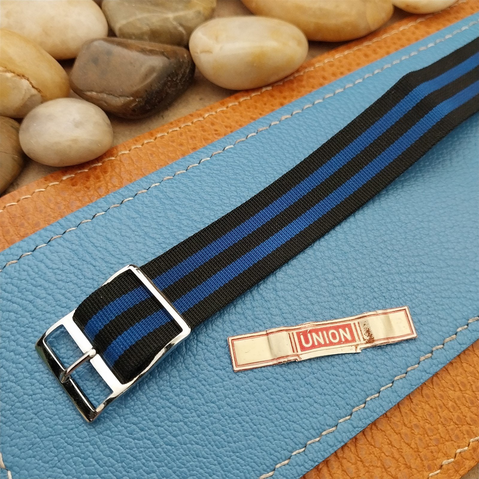 Perlon Reversible 18mm Red White Blue Military nos 1960s Vintage Watch Band