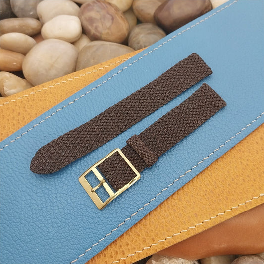Perlon Mesh 2-piece Brown 16mm 1960s nos Vintage Field Watch Strap
