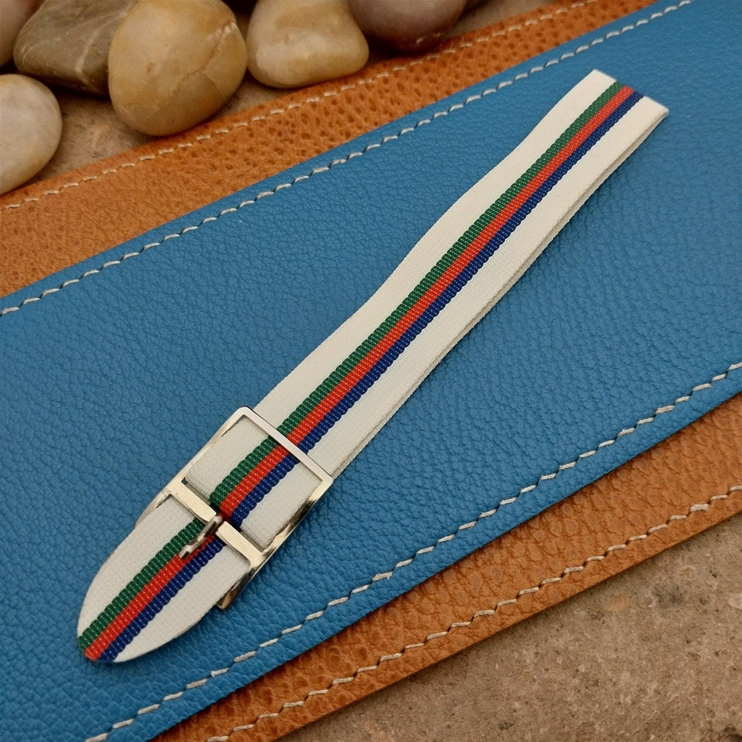 16mm Regimental Striped Nylon Classic Single Pass NOS 1960s Vintage Watch Band
