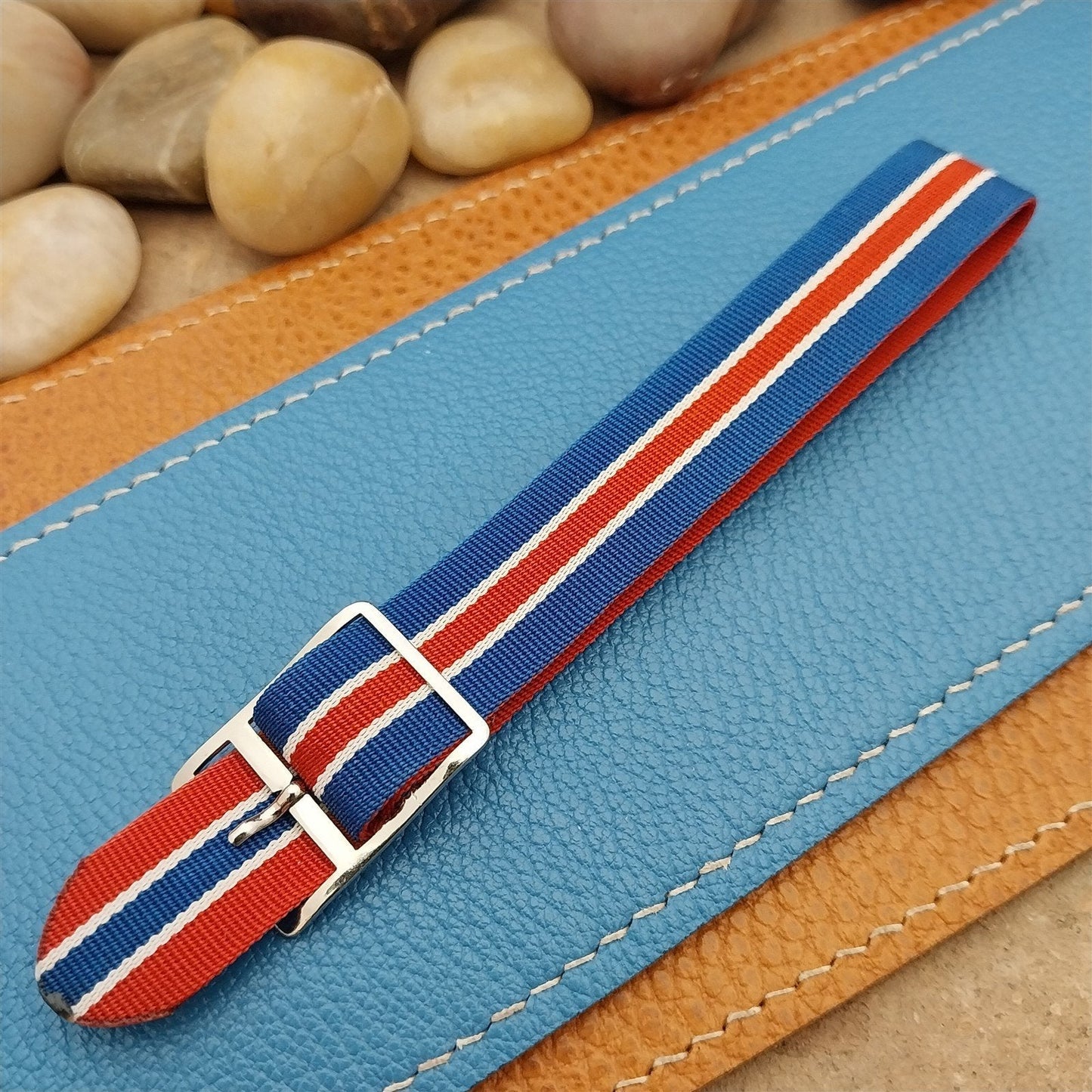 Vintage 16mm Reversible Perlon Striped Classic Single Pass NOS 1960s Watch Band
