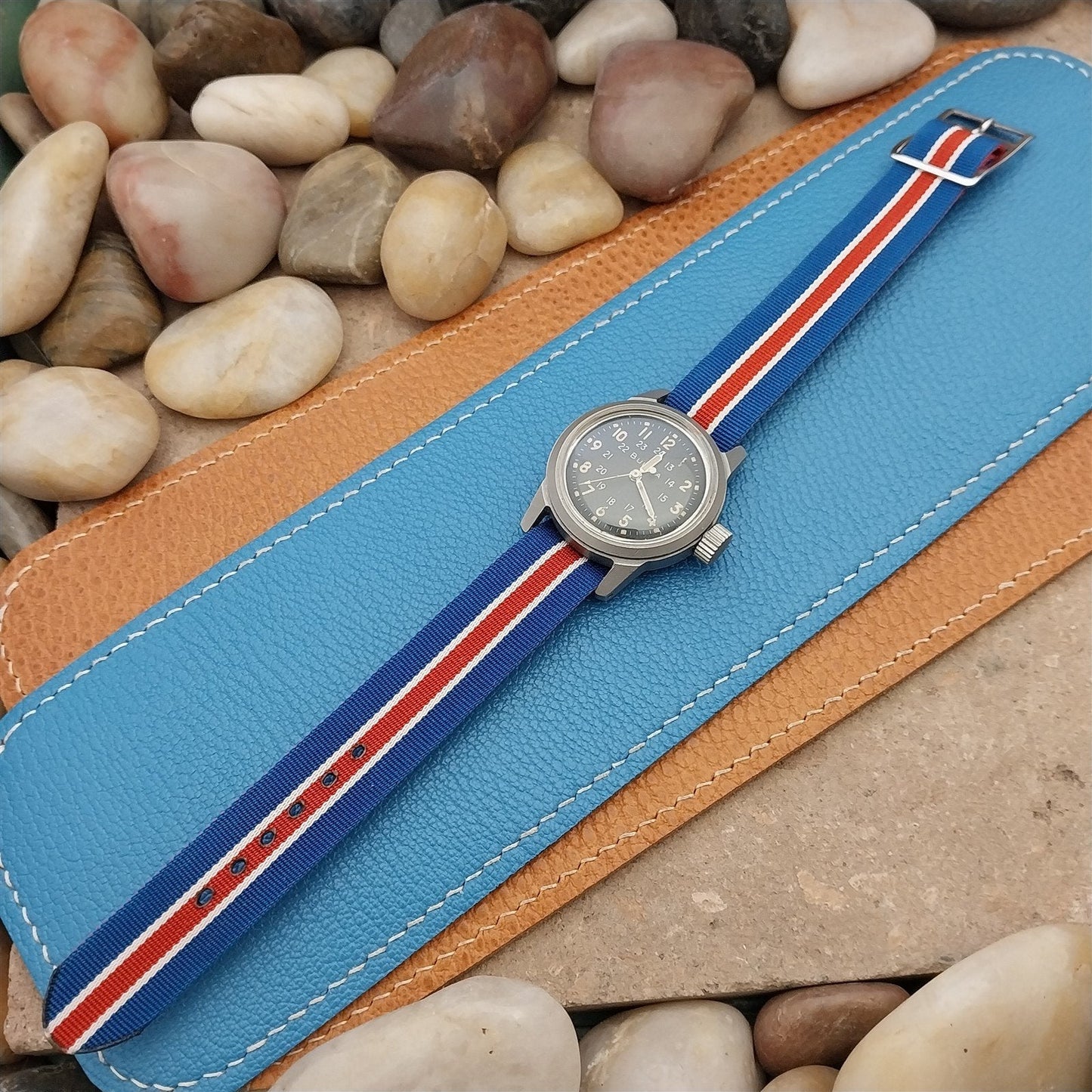 Vintage 16mm Reversible Perlon Striped Classic Single Pass NOS 1960s Watch Band