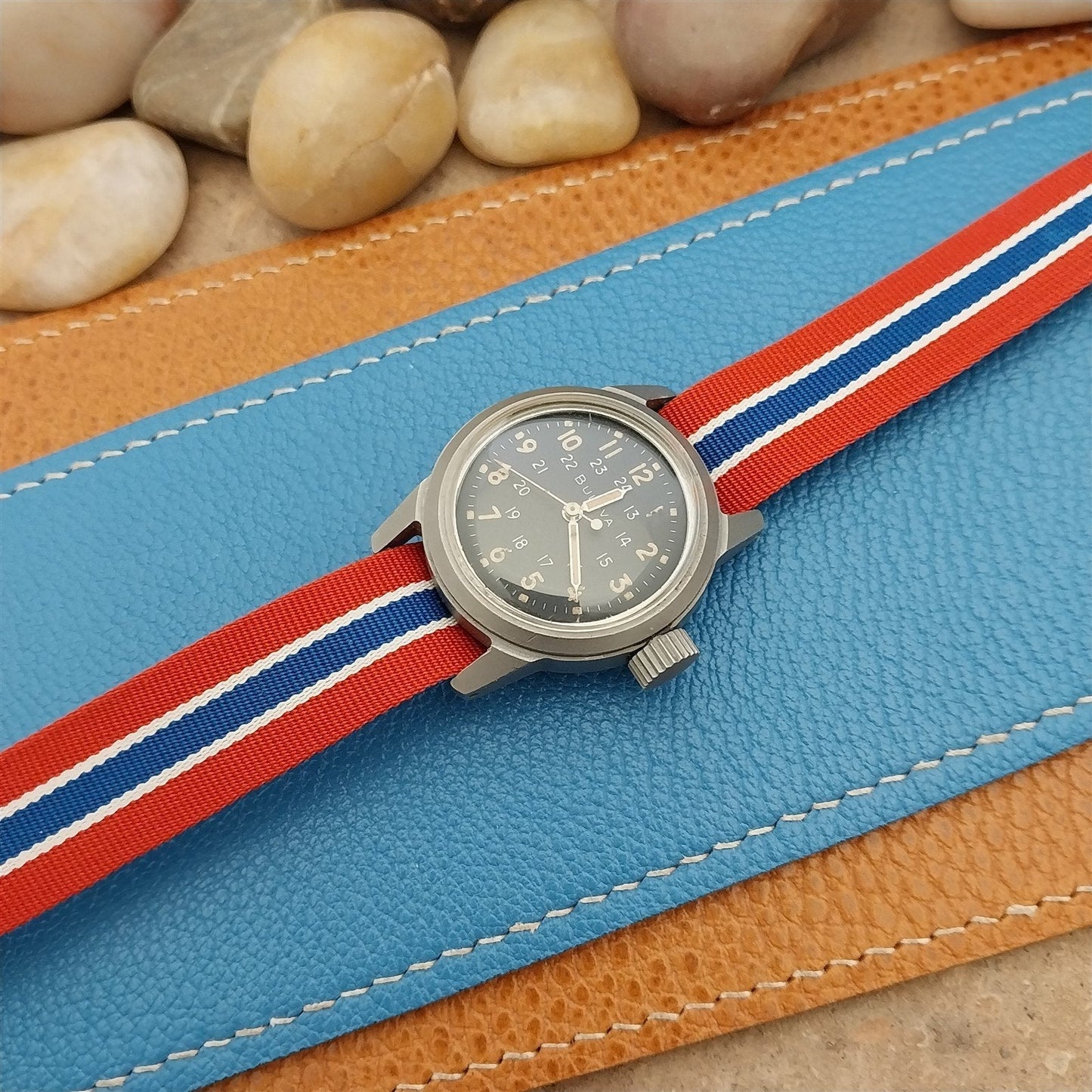 Vintage 16mm Reversible Perlon Striped Classic Single Pass NOS 1960s Watch Band