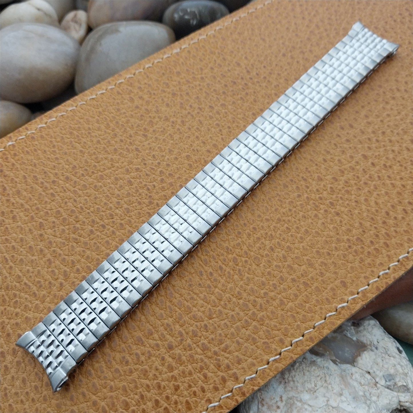 Vintage 1968 17.2mm Rice Beads Stainless Steel Speidel Classic Unused Watch Band