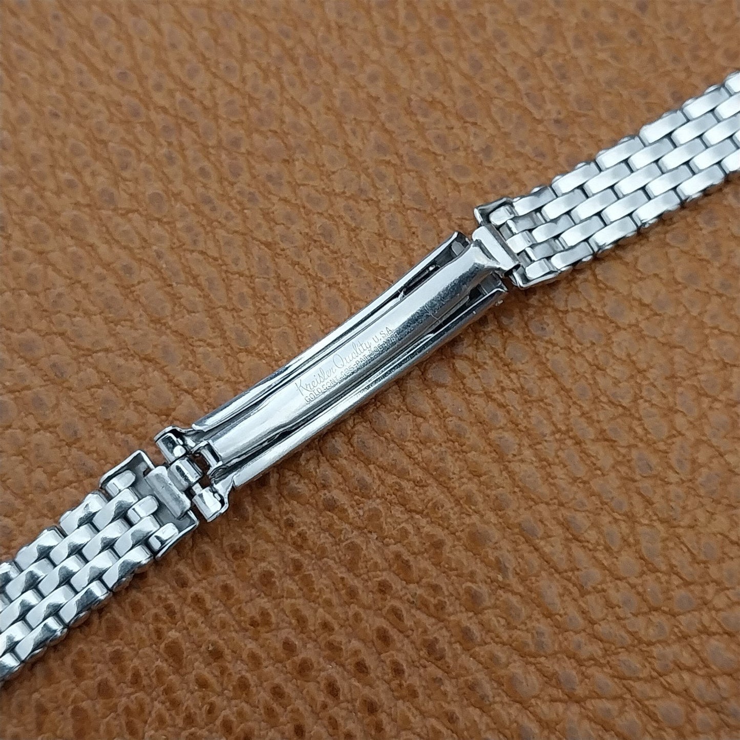 Vintage White Gold-Filled Ladies Basketweave Kreisler Unused 1950s Watch Band