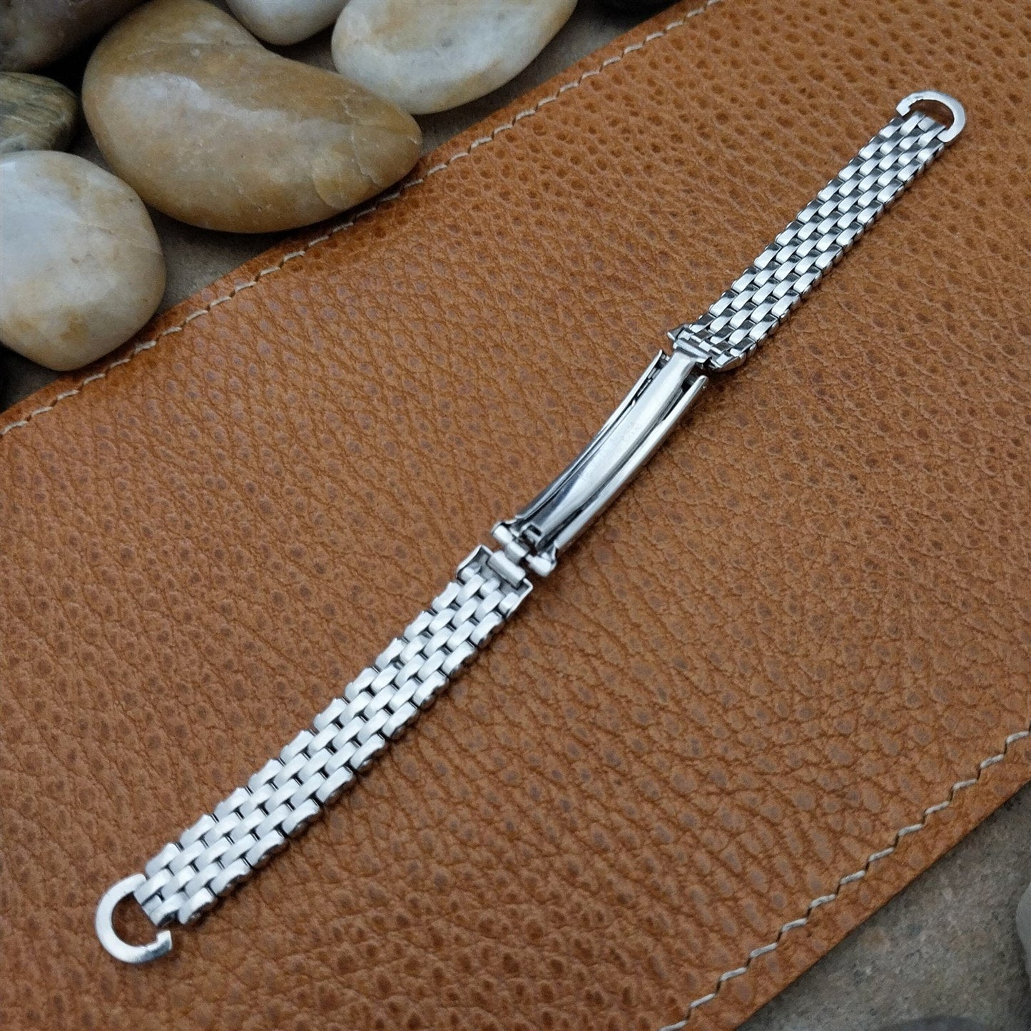 Vintage White Gold-Filled Ladies Basketweave Kreisler Unused 1950s Watch Band