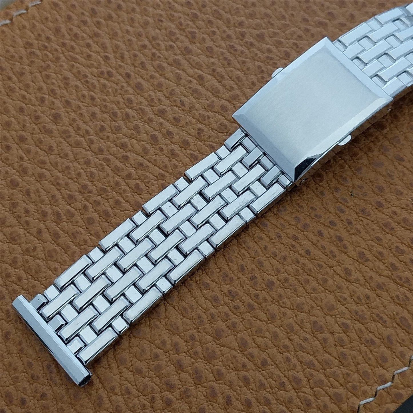 19mm 18mm White Gold-Filled Speidel Fort Knox Classic 1950s Vintage Watch Band