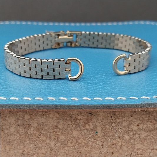 Kreisler Yellow Gold-Filled Basketweave Ladies 1950s Vintage Cocktail Watch Band