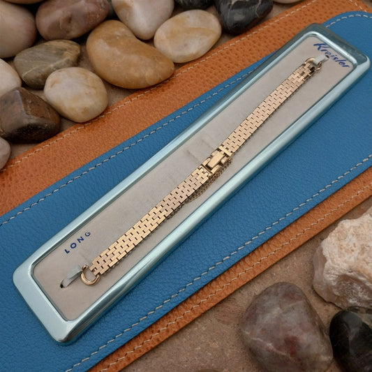 Kreisler Yellow Gold-Filled Basketweave Ladies 1950s Vintage Cocktail Watch Band