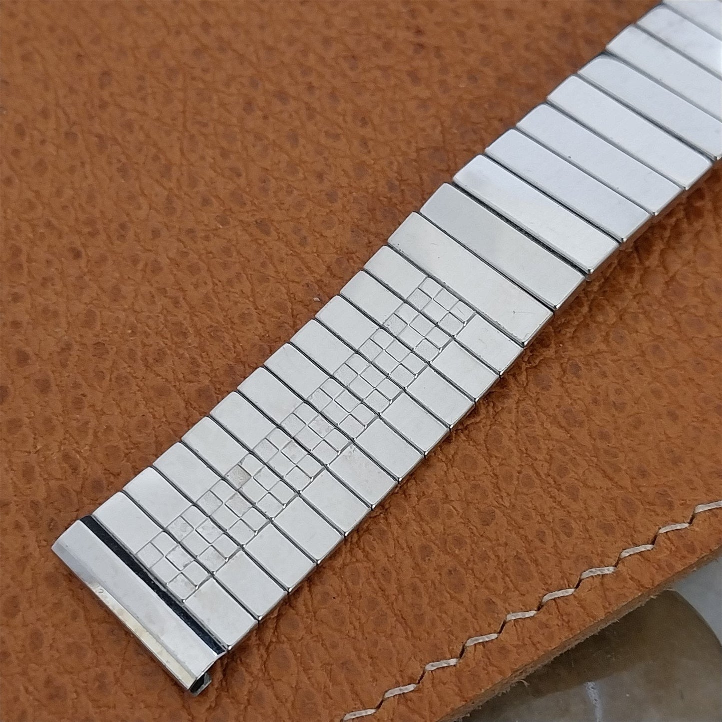 17.2mm 10k White Gold Filled Flex-Let Domino 1950s nos Unused Vintage Watch Band