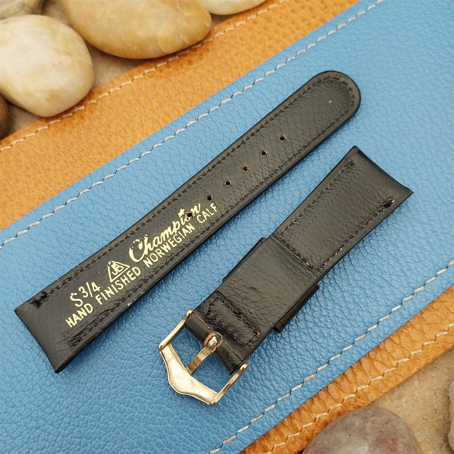 18mm Short Black Calf JB Champion Tapered nos Unused 1960s Vintage Watch Band