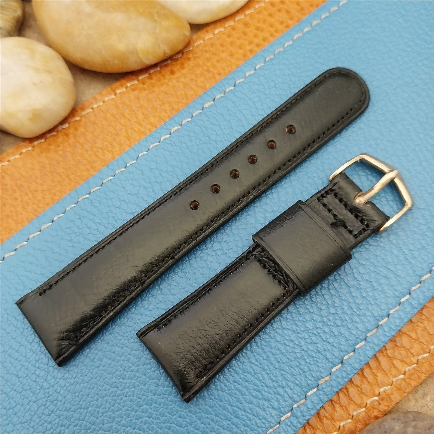 18mm Short Black Calf JB Champion Tapered nos Unused 1960s Vintage Watch Band