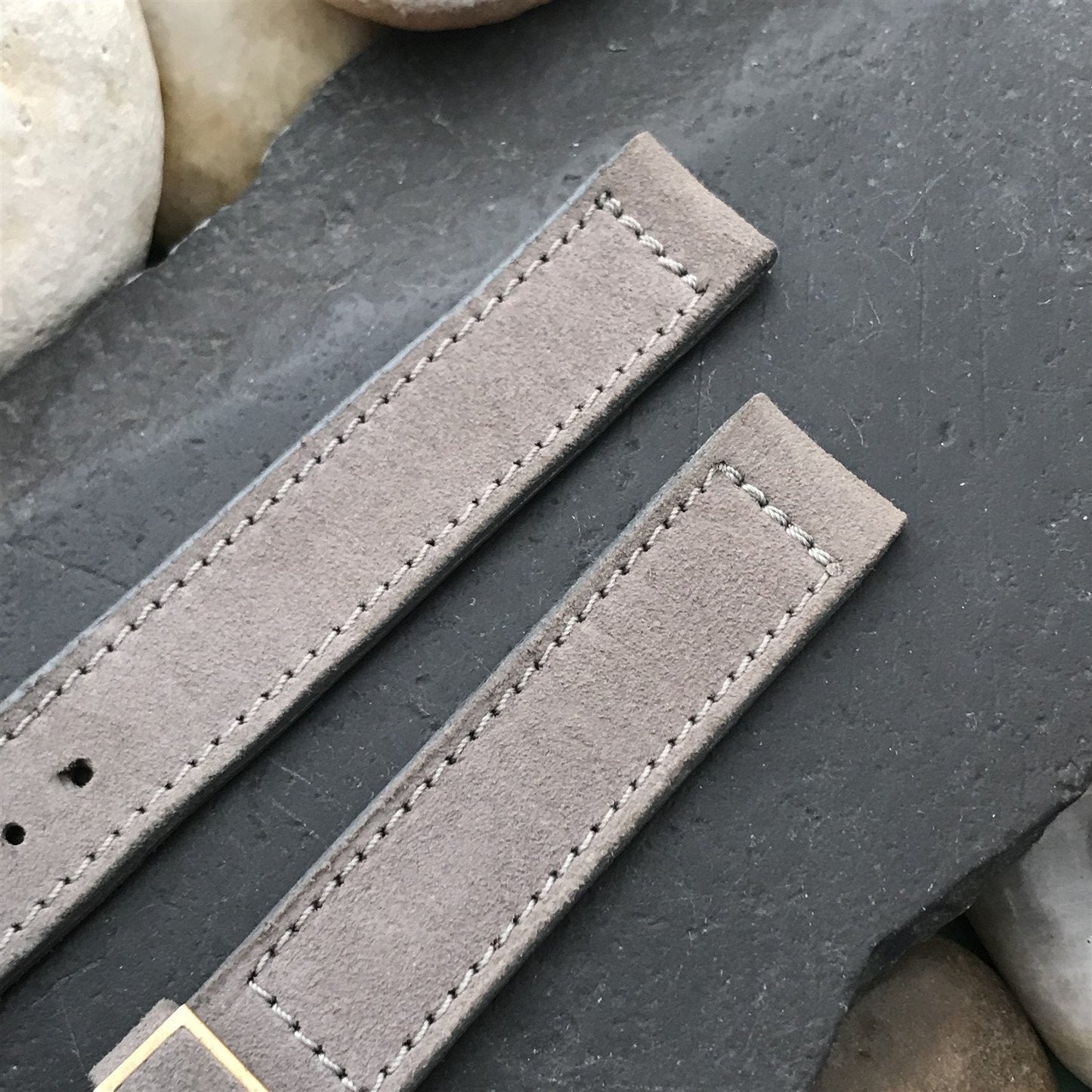 5/8" Long USA Calfskin Lined Gray Suede nos 1950s Unused Vintage Watch Band