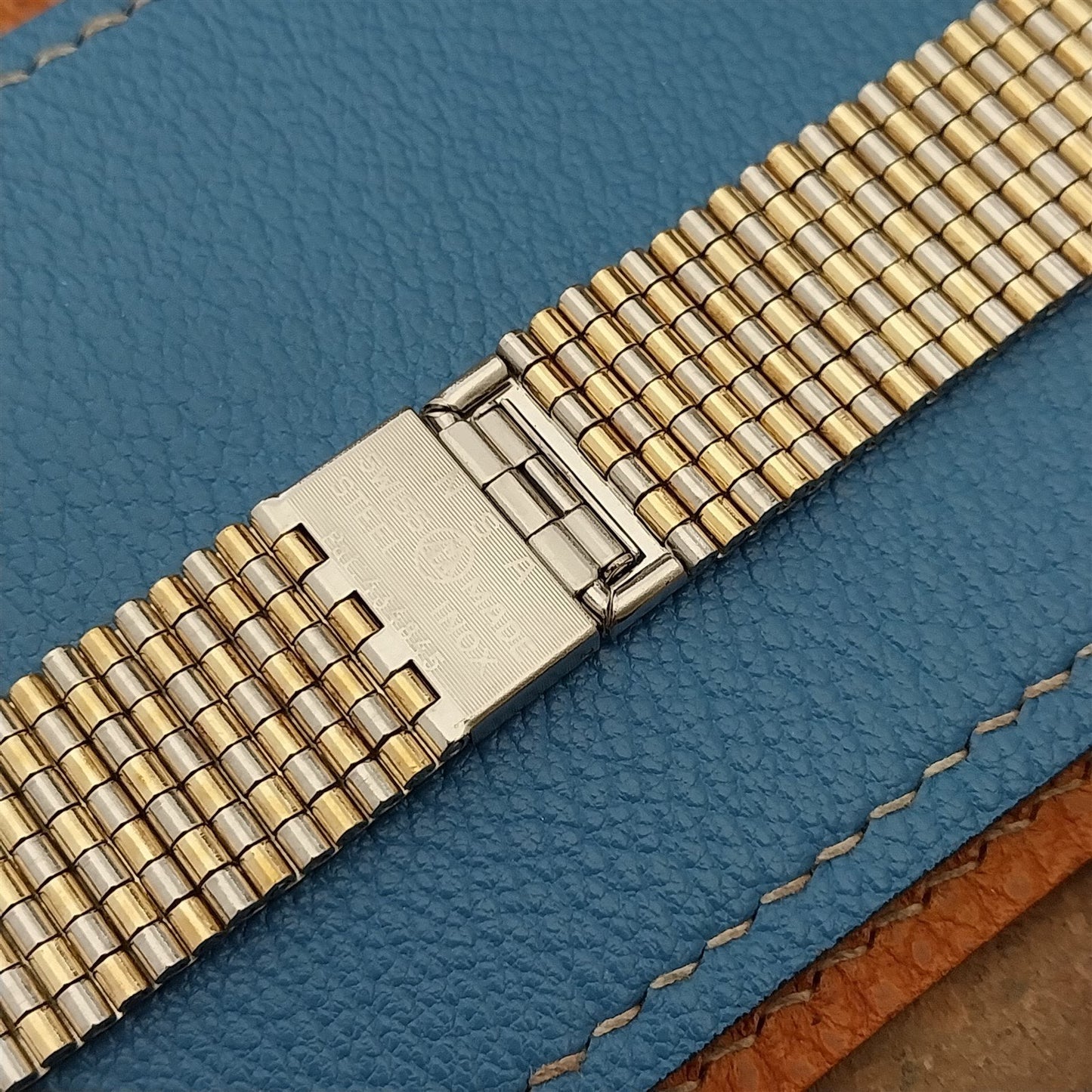 20mm Stainless Steel & Yellow Gold Novavit NSA Swiss nos Vintage Watch Band