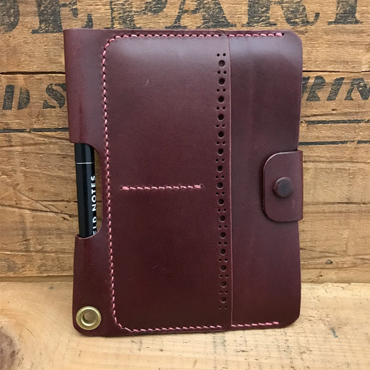 Handmade Plum Italian Buttero Leather Field Notes Notebook Travel Wallet