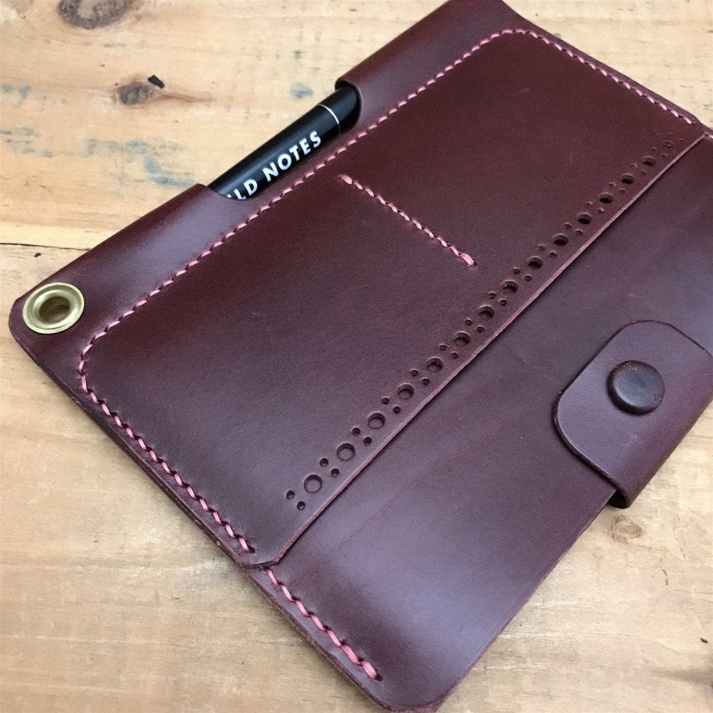 Handmade Plum Italian Buttero Leather Field Notes Notebook Travel Wallet