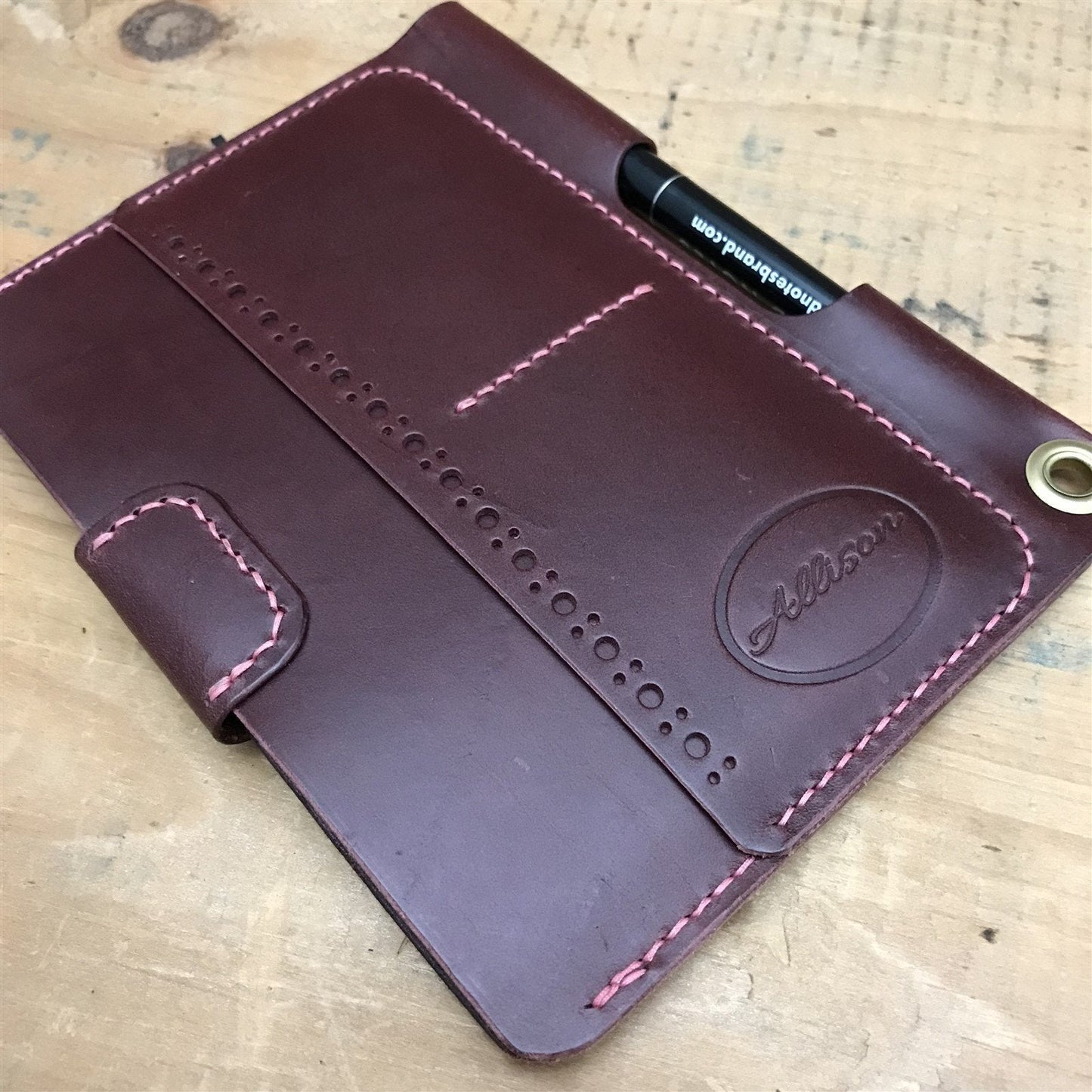 Handmade Plum Italian Buttero Leather Field Notes Notebook Travel Wallet