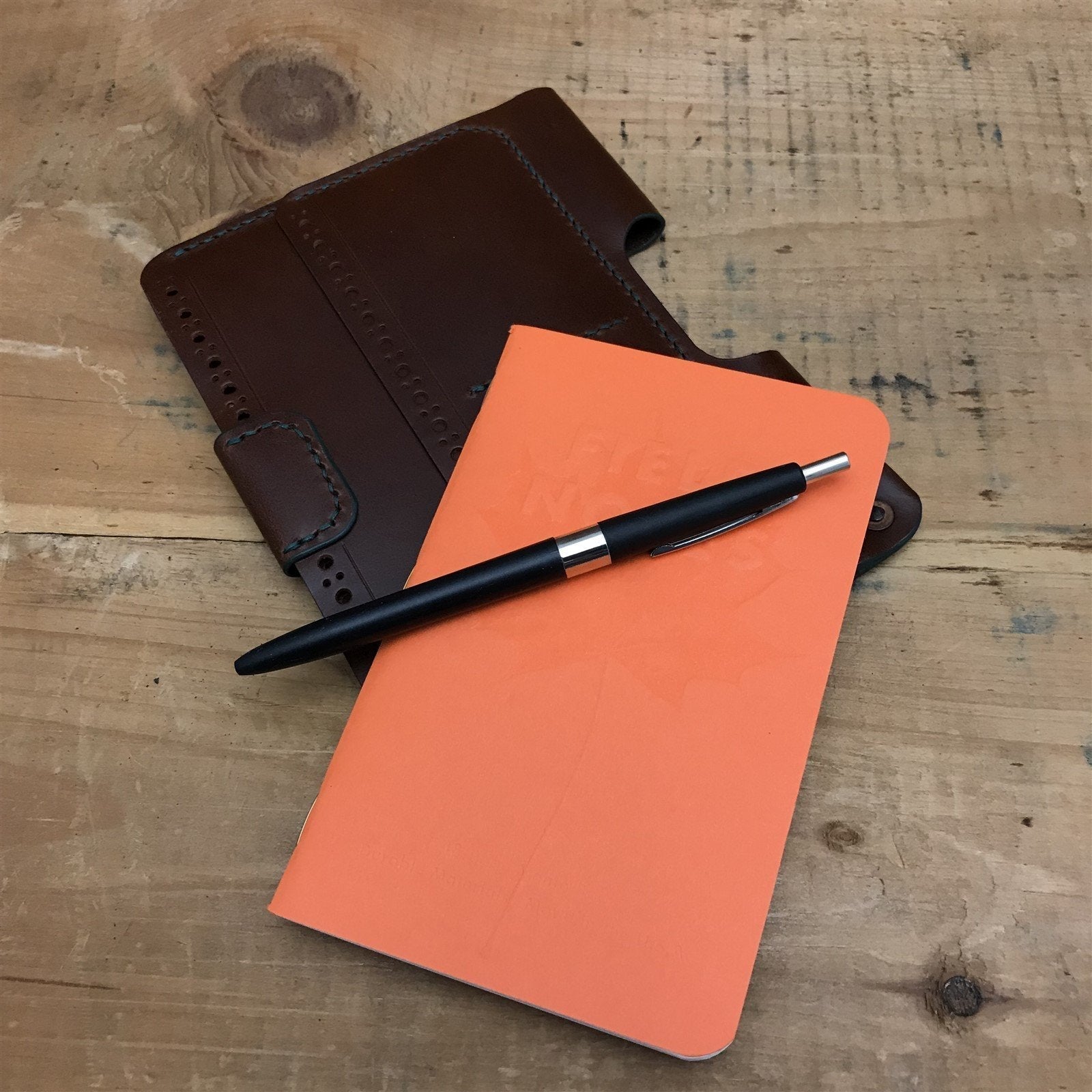 Handmade Brown Italian Buttero Brogue Leather Field Notes Notebook Travel Wallet