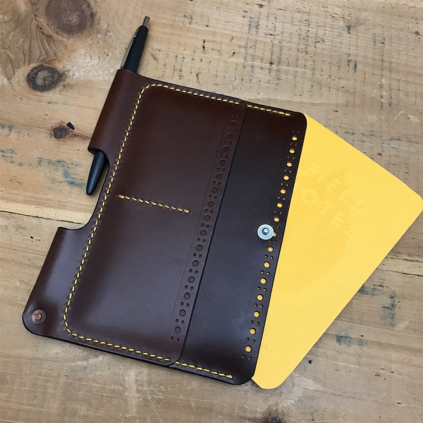 Handmade Brown Italian Buttero Brogue Leather Field Notes Notebook Travel Wallet