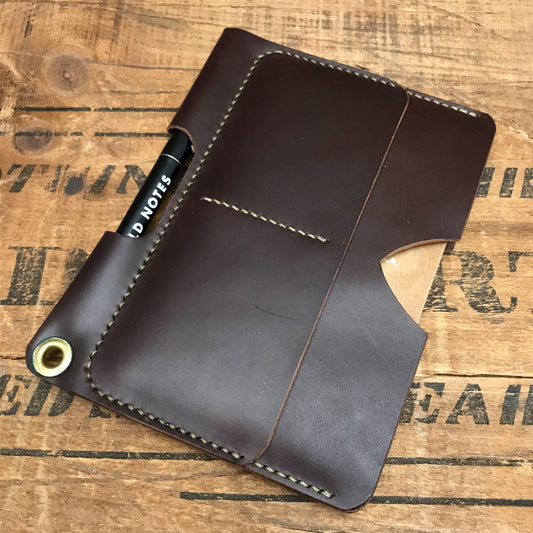 Handmade Brown Shell Cordovan Passport Slipcase Wallet Field Notes Cover