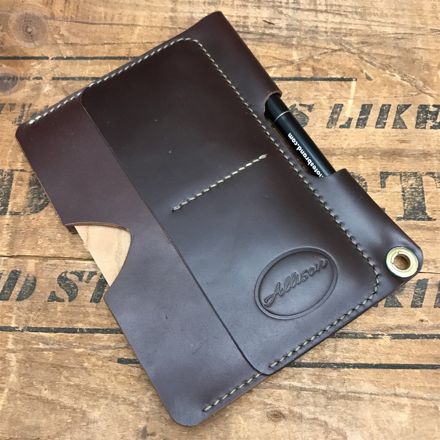 Handmade Brown Shell Cordovan Passport Slipcase Wallet Field Notes Cover