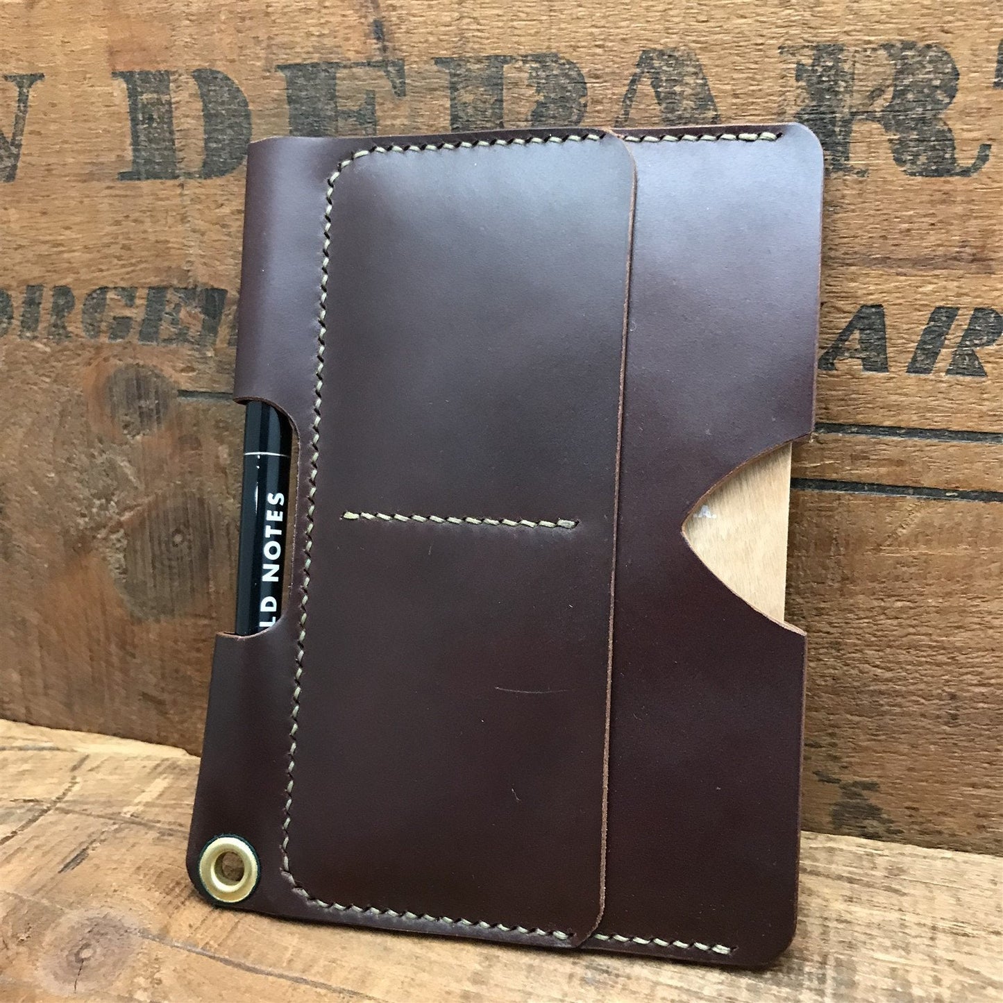 Handmade Brown Shell Cordovan Passport Slipcase Wallet Field Notes Cover