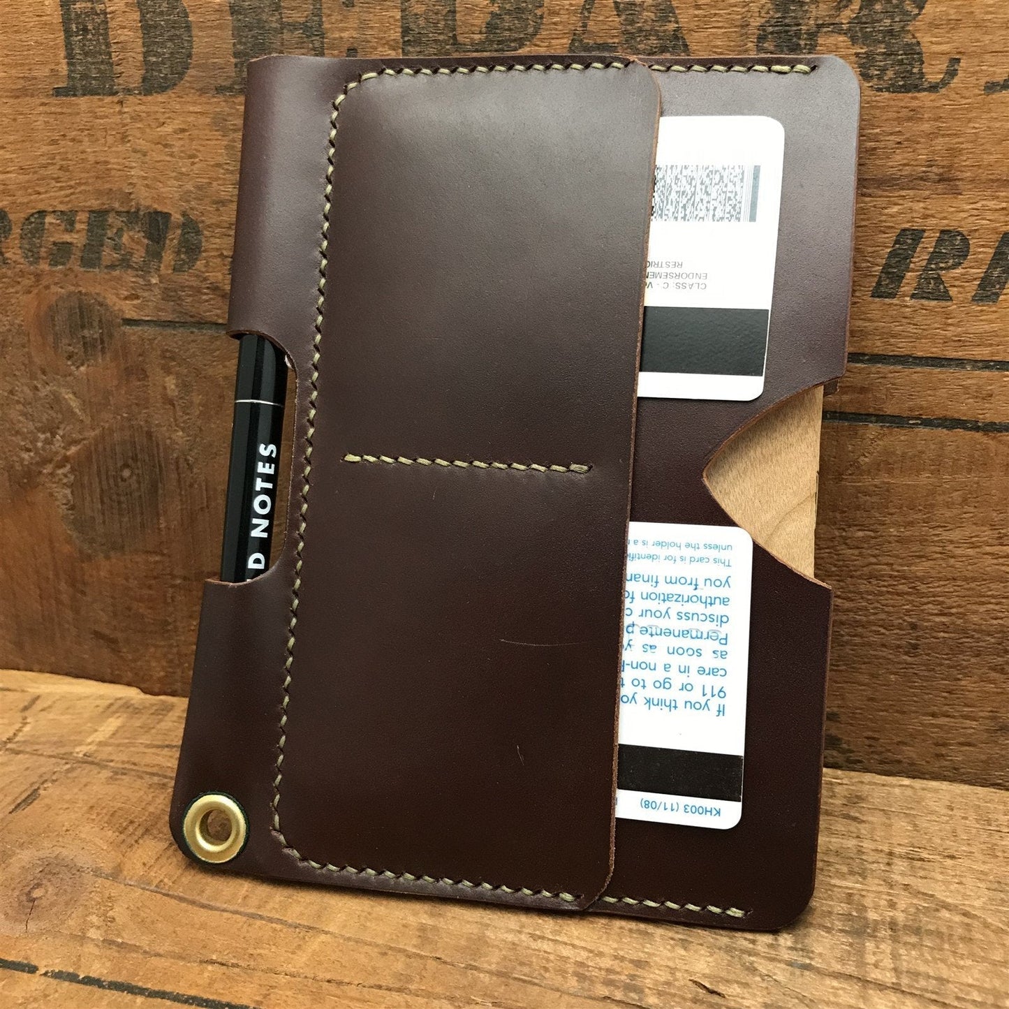 Handmade Brown Shell Cordovan Passport Slipcase Wallet Field Notes Cover