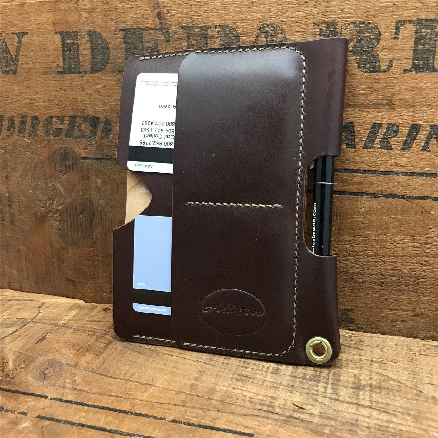 Handmade Brown Shell Cordovan Passport Slipcase Wallet Field Notes Cover