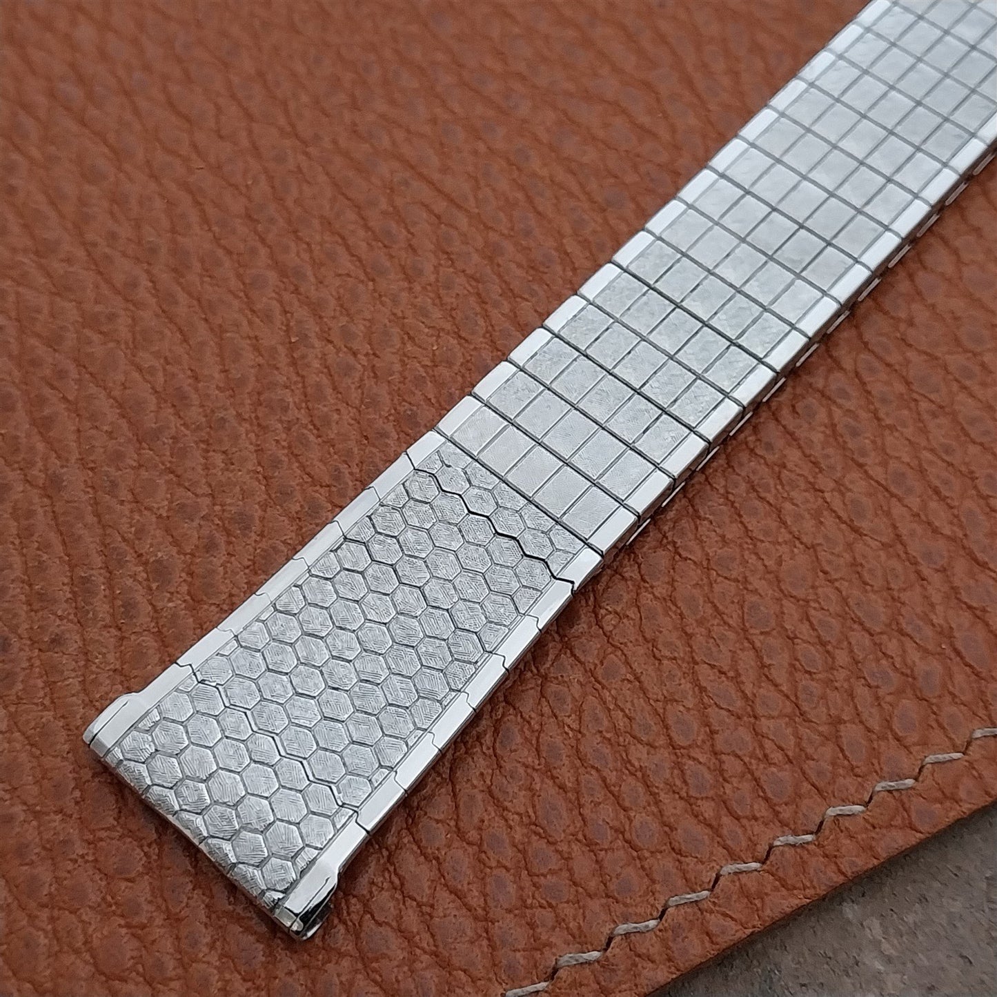 19mm 18mm 17mm Speidel Honeycomb White Gold-Fill Unused Classic 60s Watch Band