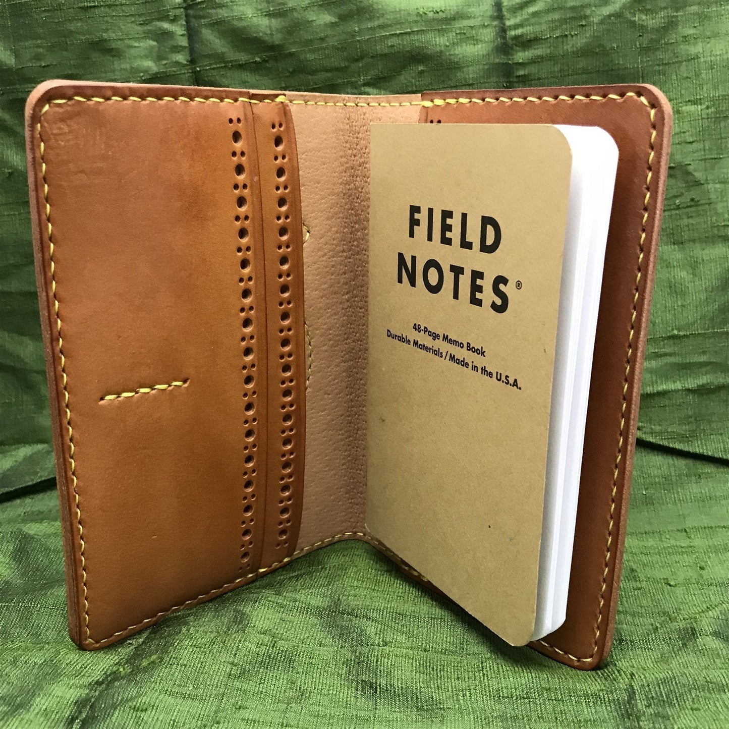 Handmade USA Saddle Leather Pigskin Lined Field Notes Notebook Travel Wallet