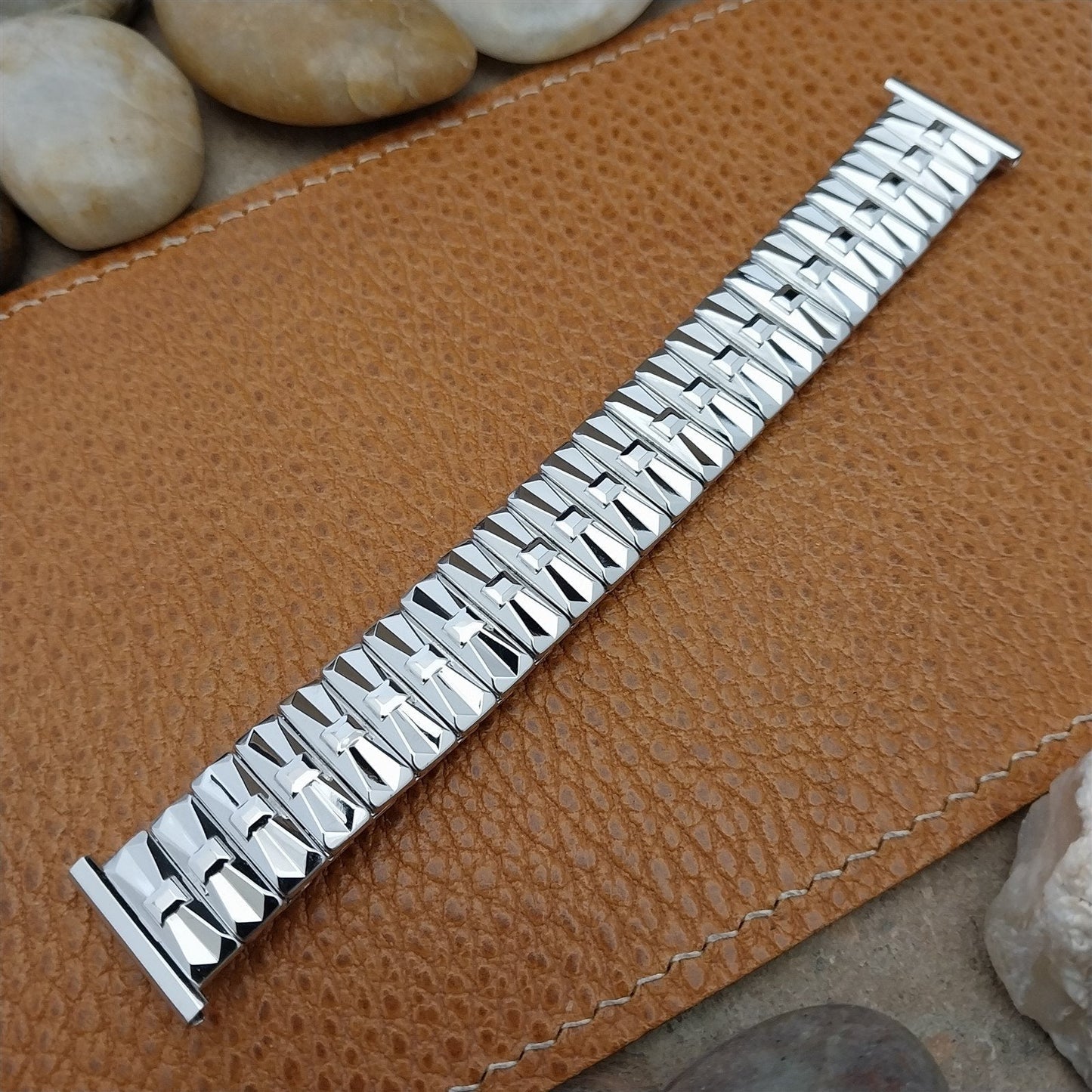 1957 Speidel High-Ridge 10k White Gold-Filled Short Unused Vintage Watch Band