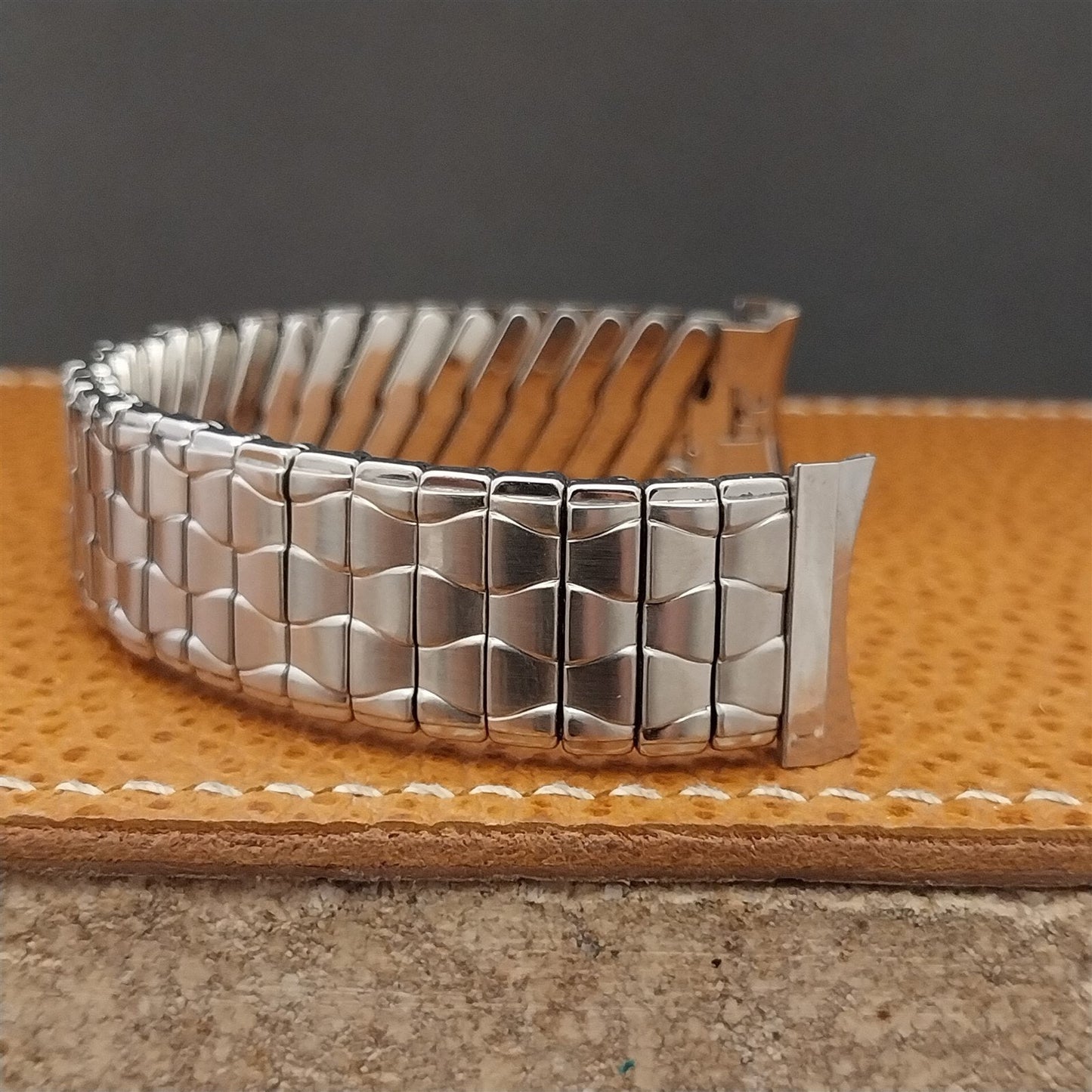 18mm Brushed Stainless Steel Expansion Baldwin Unused 1960s Vintage Watch Band