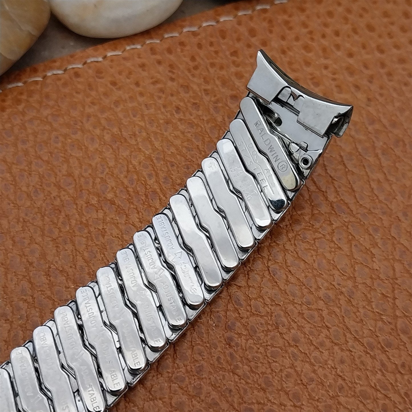 18mm Brushed Stainless Steel Expansion Baldwin Unused 1960s Vintage Watch Band