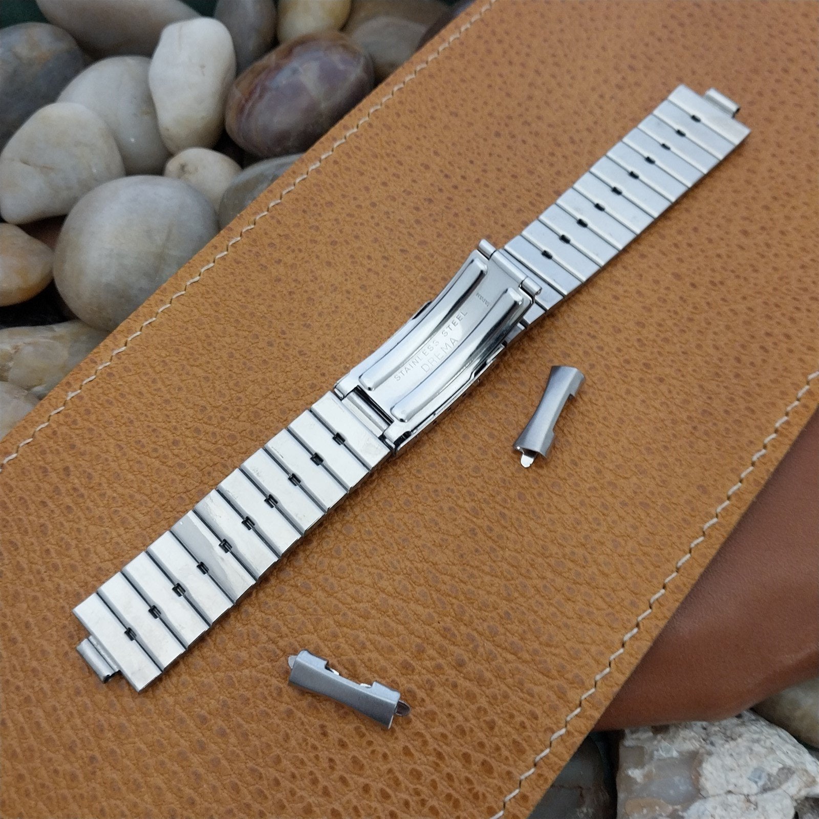 17.2mm Drema Stainless Steel Bar-Link nos 1970s Vintage Watch Band