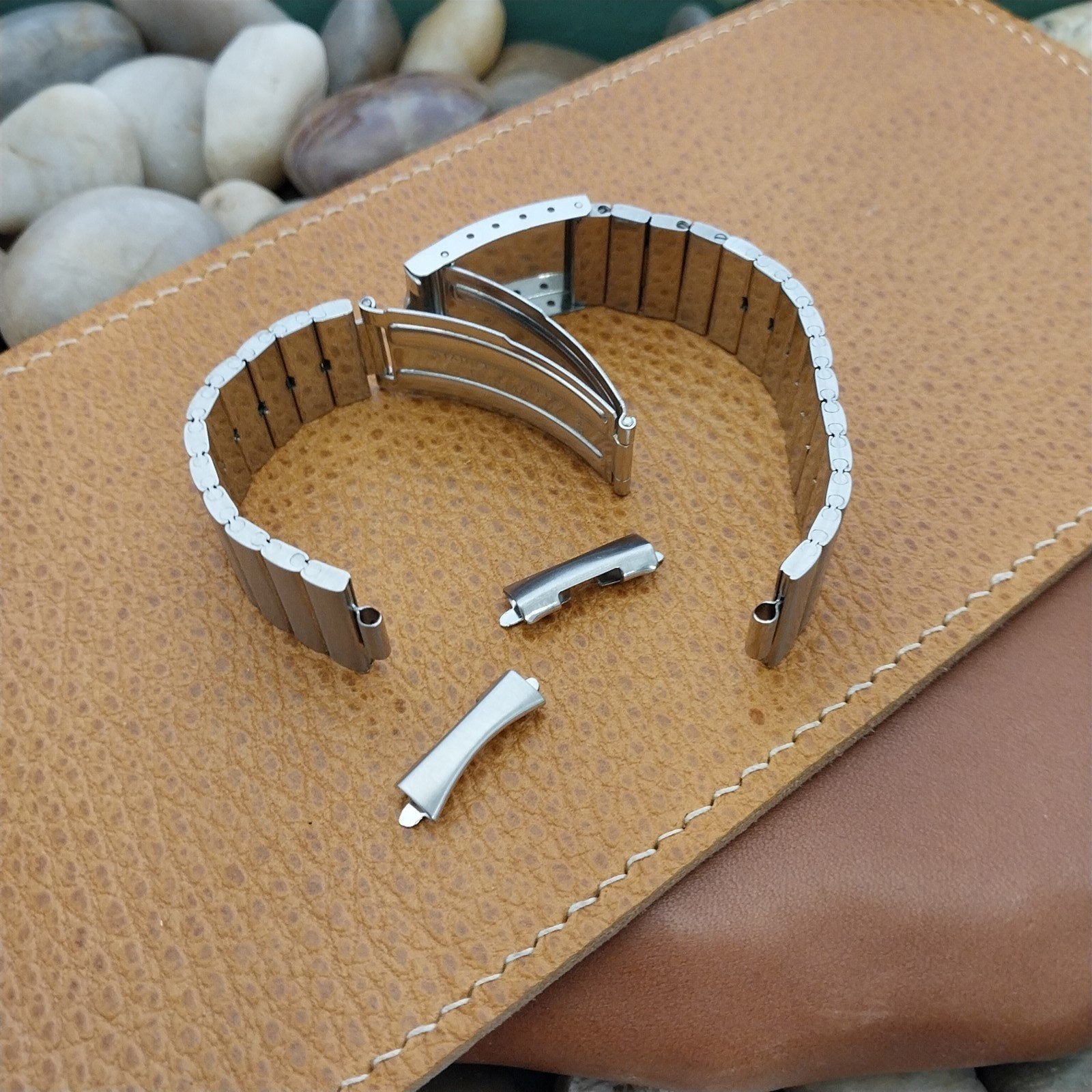 17.2mm Drema Stainless Steel Bar-Link nos 1970s Vintage Watch Band