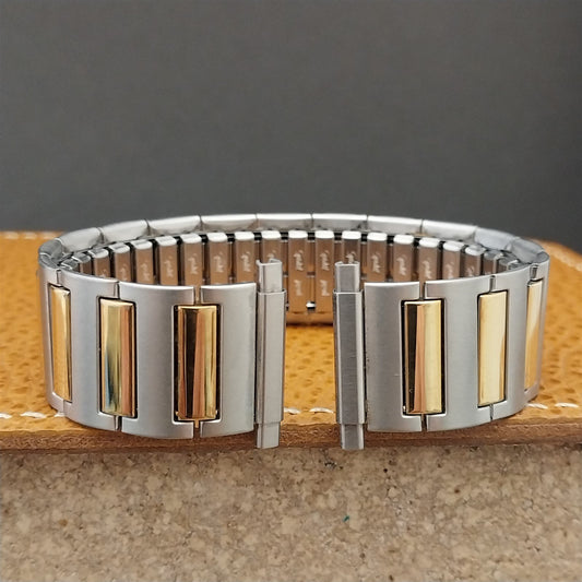Speidel USA Wide Stainless Steel & Gold Long Expansion Unused Vintage Watch Band