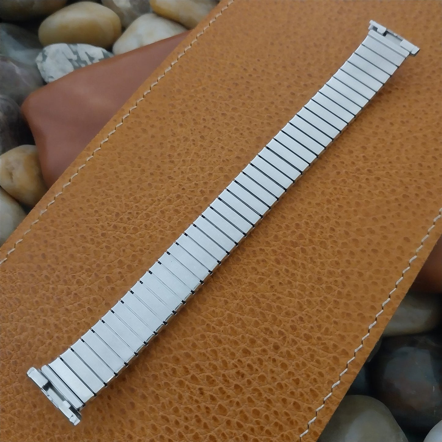 18mm 19mm 1962 10k White Gold-Filled Speidel Domino nos Vintage Watch Band