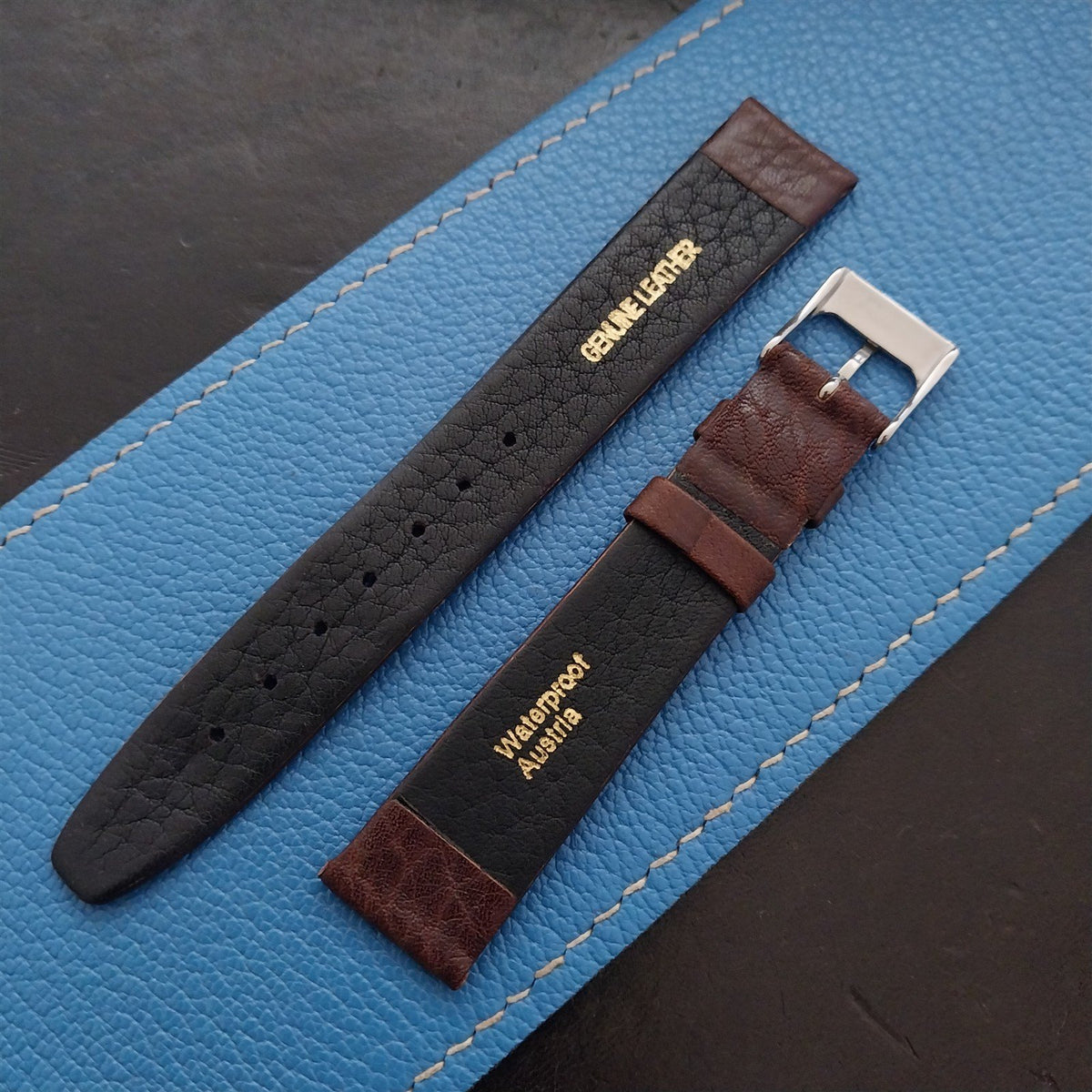 16mm Hirsch Brown Tapered Leather Unused nos Vintage Watch Strap