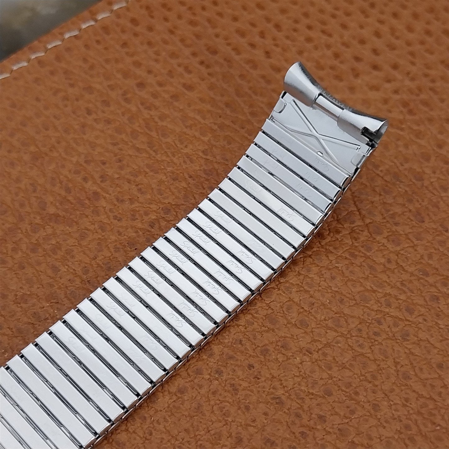 17.2mm 10k White Gold-Filled Long Thinline Speidel 1970s Vintage Watch Band