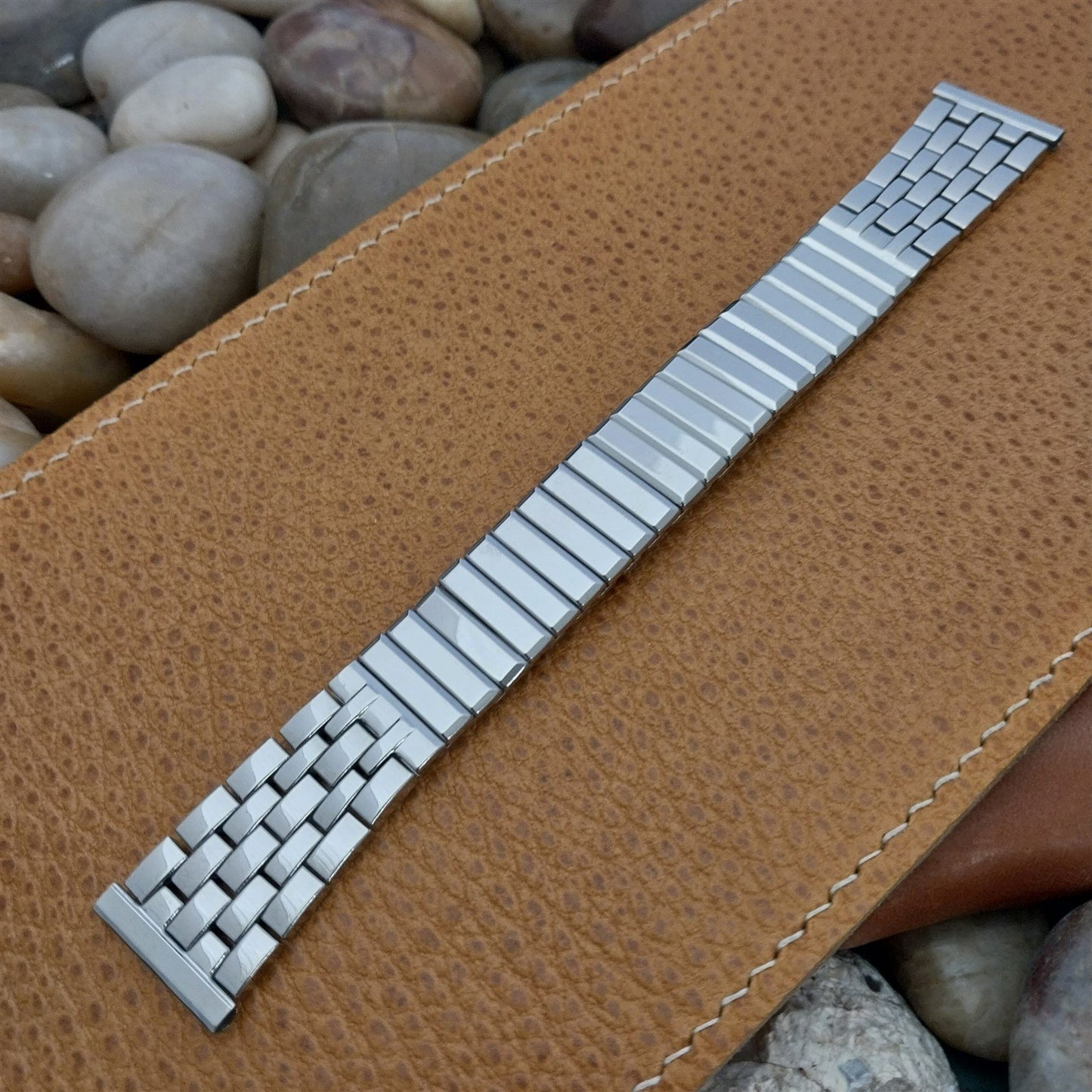 Vintage 19mm mcm Stainless Steel Gemex USA Brick Link Classic 1950s Watch Band