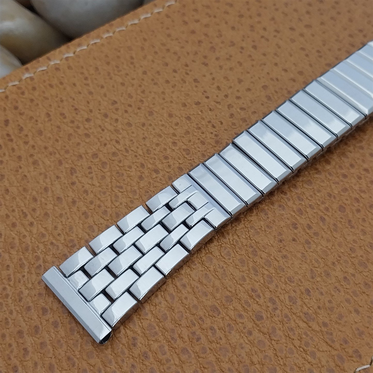 Vintage 19mm mcm Stainless Steel Gemex USA Brick Link Classic 1950s Watch Band