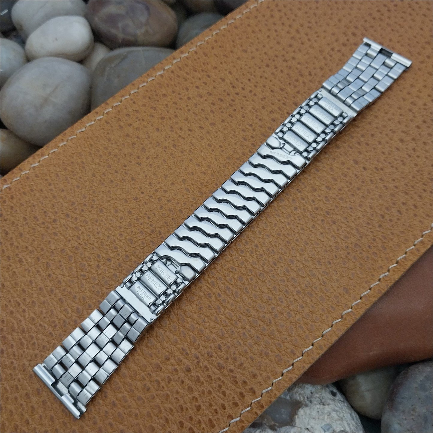 Vintage 19mm mcm Stainless Steel Gemex USA Brick Link Classic 1950s Watch Band