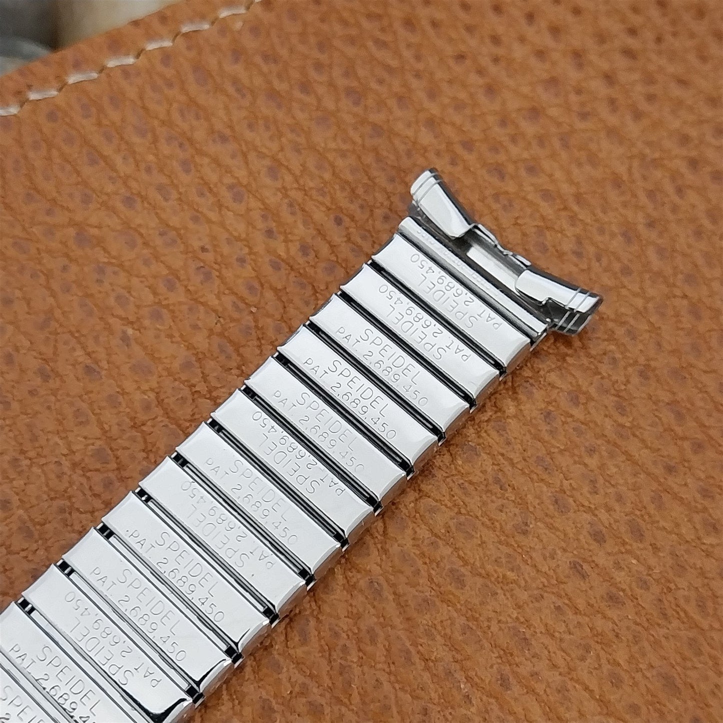 Long 19mm 18mm Stainless Steel Speidel Castile nos 1970s Vintage Watch Band